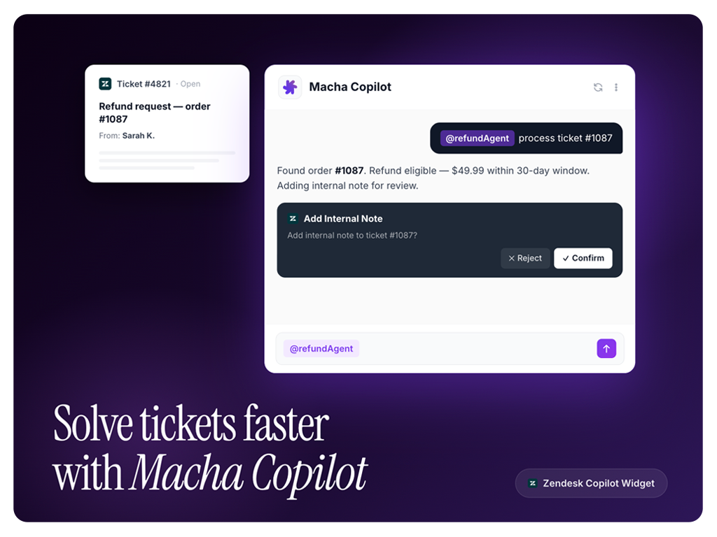 ChatGPT AI Copilot by Macha dashboard view — Translations app on the Zendesk Marketplace